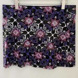 TRANQUILITY Skirt Skort SZ L / Fuchsia Olive Purple Black White